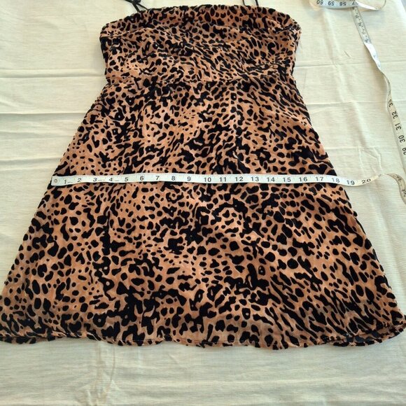 Lush Leopard Dress Sz L Crushed Velvet Adjustable Straps Party Cocktail Holiday - Picture 13 of 16